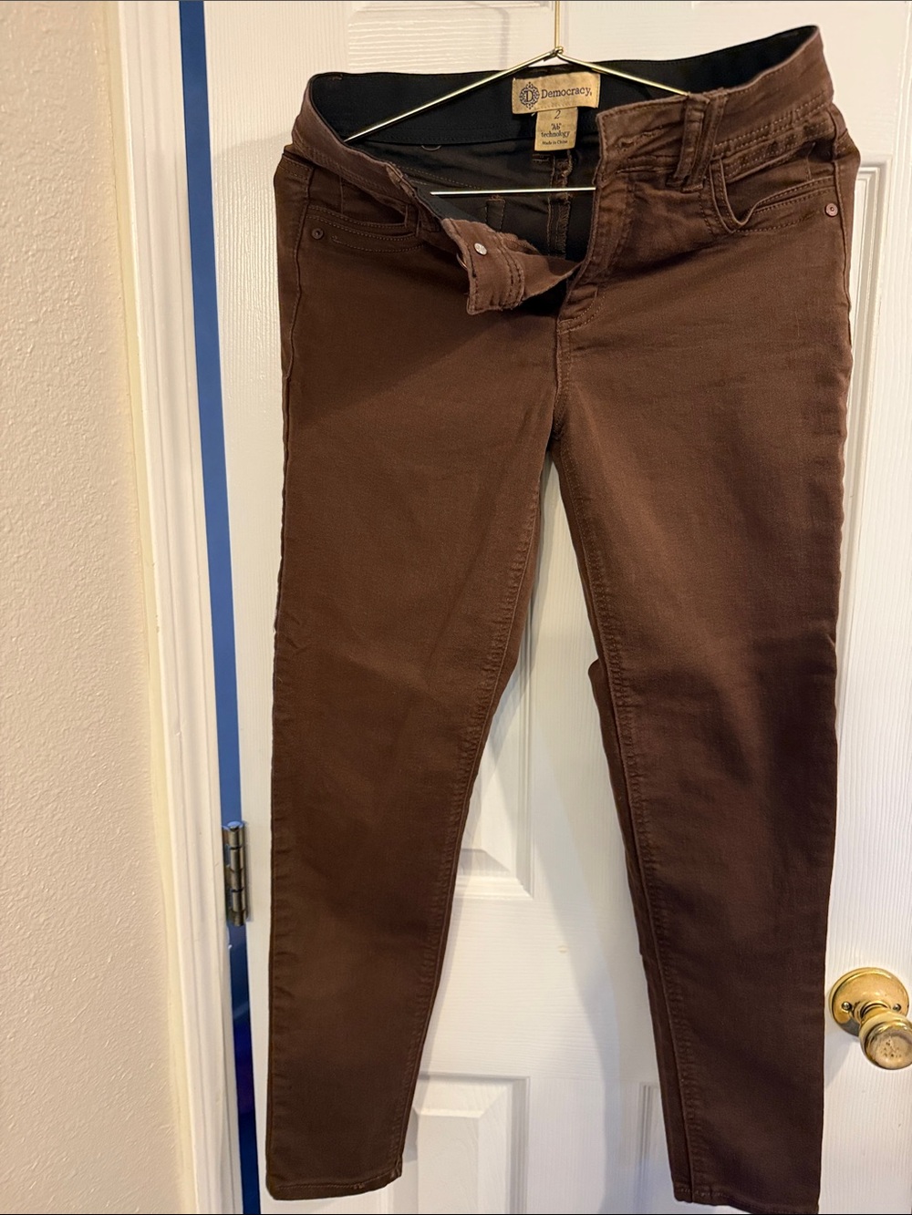 Democracy Chocolate Brown Slim Skinny Jeans